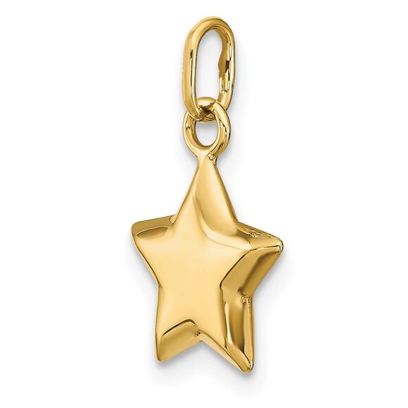 14k Yellow Gold 11mm Puffed Star Charm - Picture 4 of 7